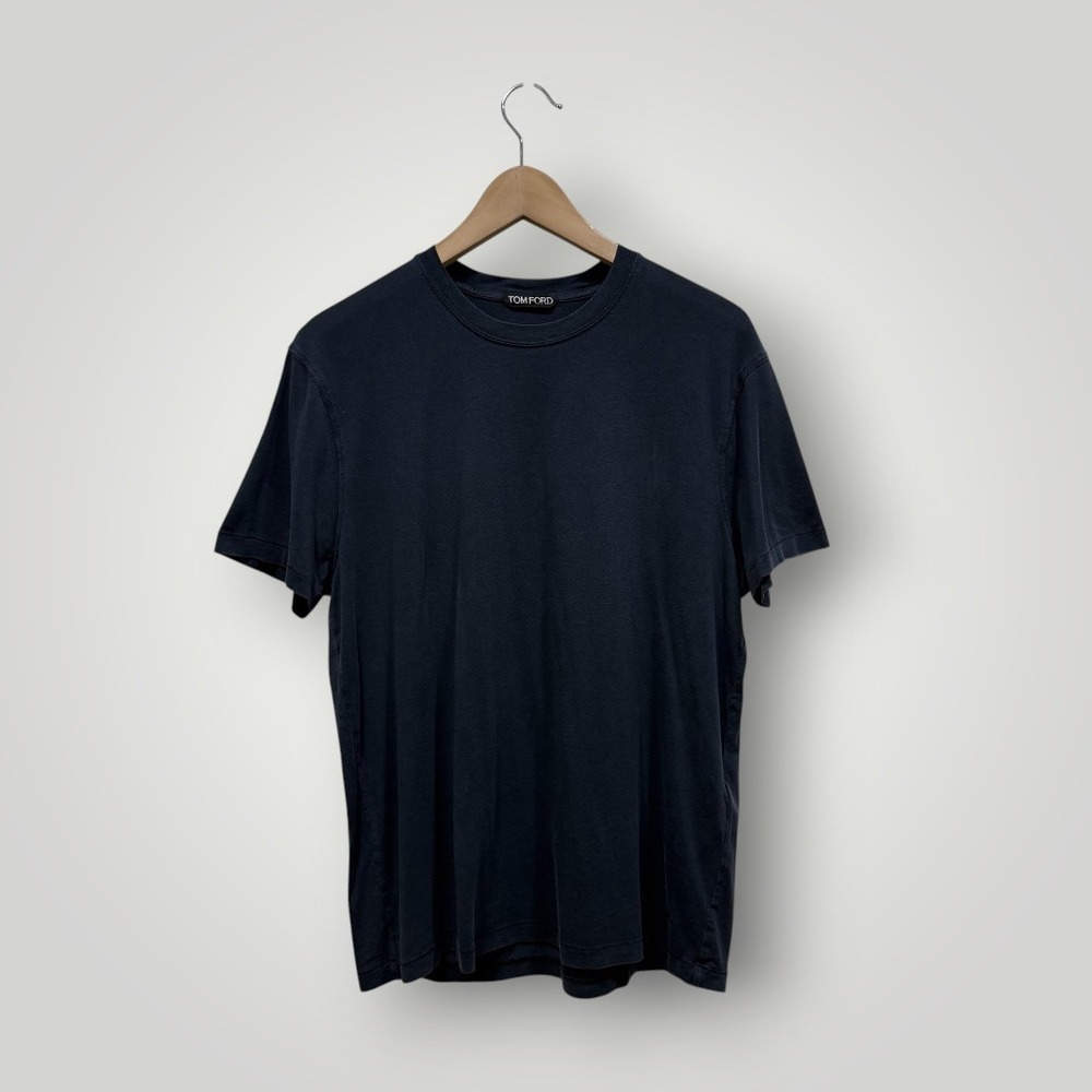 Tom Ford Mens Navy Blue Crew Neck Cotton T-Shirt Size 50 IT/M US